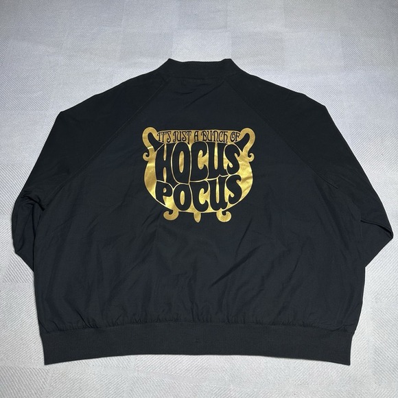 Disney Jackets & Blazers - Disney Hocus Pocus Bomber Jacket Womens XL Black Flame Candle Movie Halloween